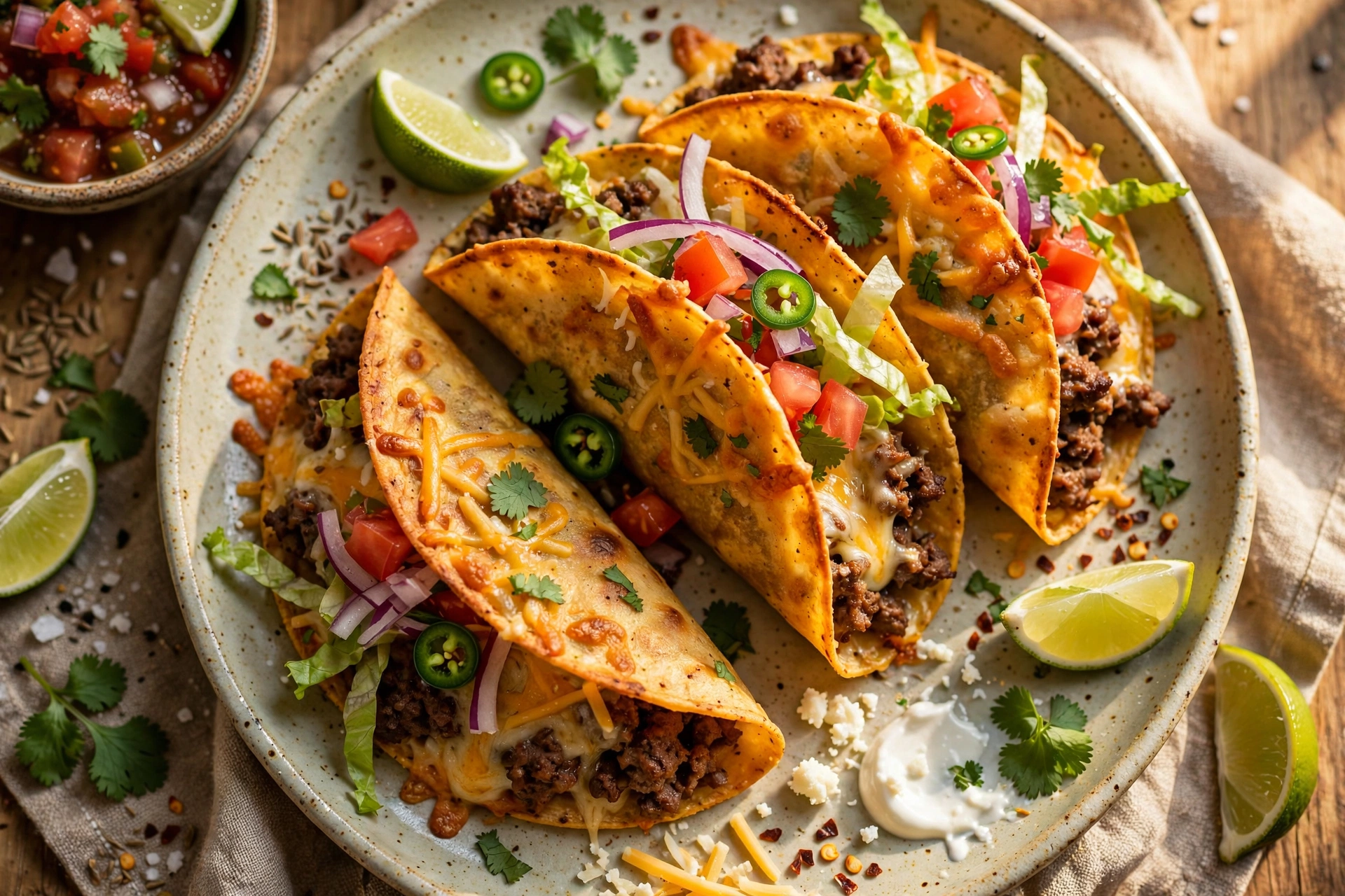 Crispy Baked Beef and Cheese Tacos