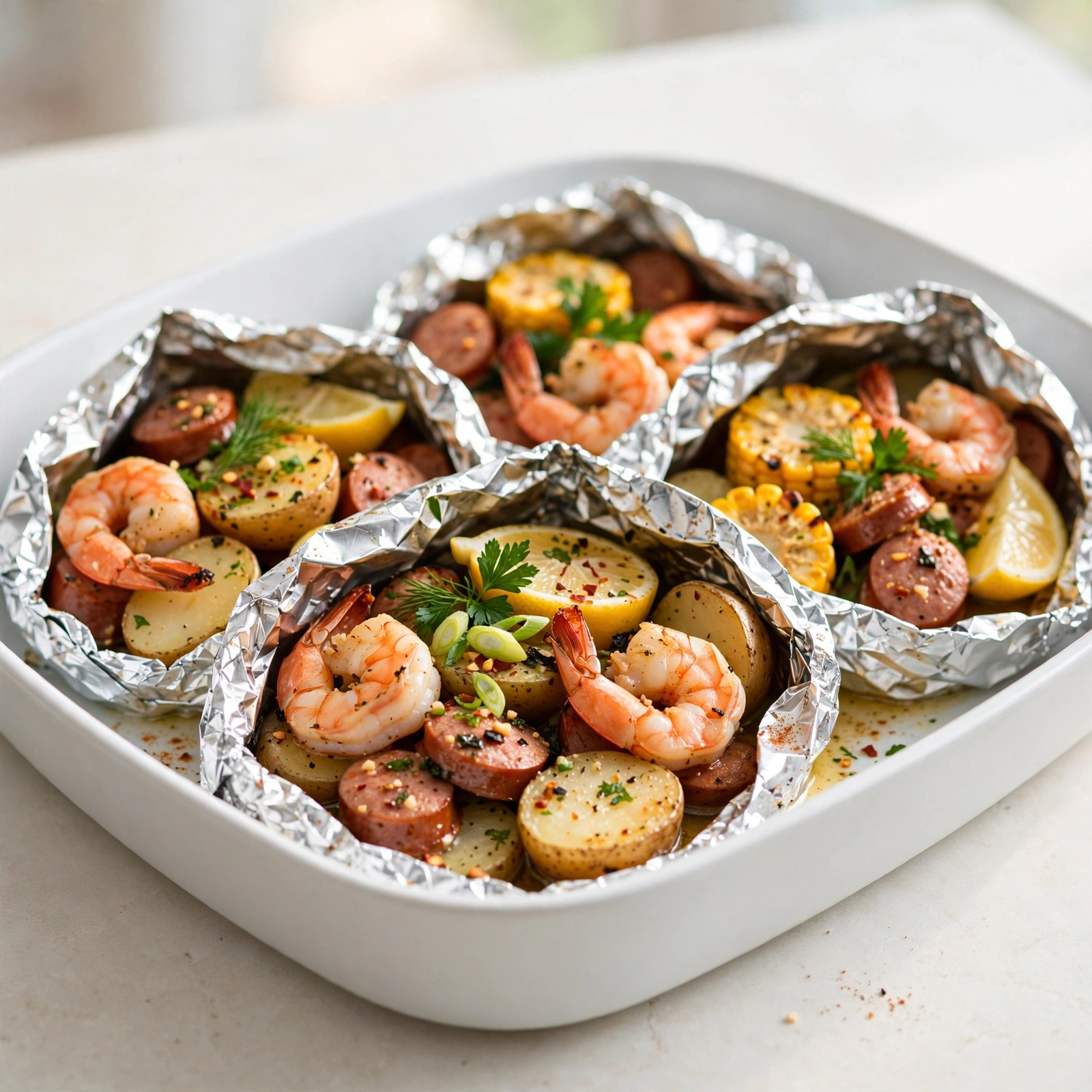 Grilled Shrimp Boil in Foil Packets