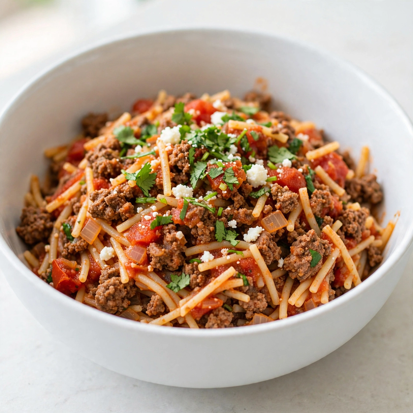 Mexican Fideo with Ground Beef